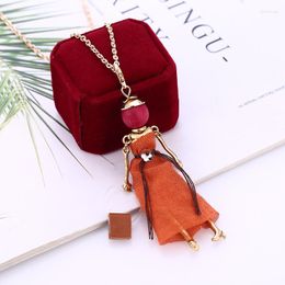 Pendant Necklaces L&H 2023 Design Fashion Doll Necklace For Women Orange Dress Alloy Pendants Sweater Chain S Neck Jewelry Accessories