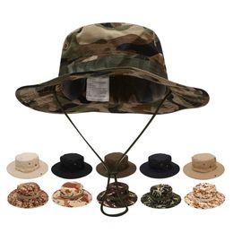 Wide Brim Hats Bucket Hats Camouflage Boonie Men Hat Tactical US Army Bucket Hats Military Multicam Panama Summer Cap Hunting Hiking Outdoor Camo Sun Caps 230518
