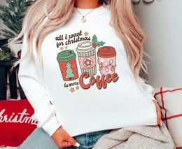 Women's Hoodies Colored Christmas Coffee Saweatshirt Pullover Graphic Funny Aesthetic Unisex Pure Cotton Jumper Quote Outfits Sweat Top