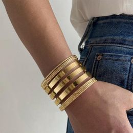 Bangle Gold Colour Metal Bracelet For Women Exaggerated Opening Adjustable Wire Bracelets Fashion Jewellery Accessories