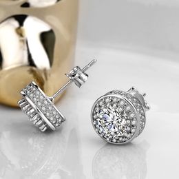 Hoop Huggie Buyee Round Cubic Zircon Earring 925 Sterling Silver Light White for Women Girl Luxury Wedding Jewellery 230517