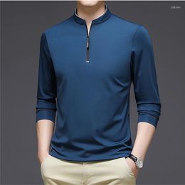 Men's T Shirts Men T-Shirt Spring Autumn Long Sleeve Loose Casual Ropa Hombre Half Zipper Stand Collar Bottoming Tops Fashion Camisetas