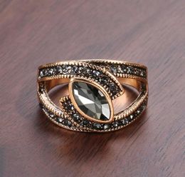 Kinel Boho Ethnic Bride Wedding Crystal Ring Antique Color Gold Big Zircon Stone Rings for Women Vintage Wedding Jewelry Q07086818890