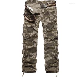 Men's Pants Wash Camouflage Cargo Trousers Military Tactical Men Multi-pocket Overalls Loose Solid Outdoor Plus Size 28-40