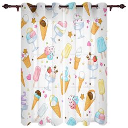 Curtain Cartoon Food Ice Cream Cup Window Curtains For Living Room Bedroom Kitchen Modern Treatment