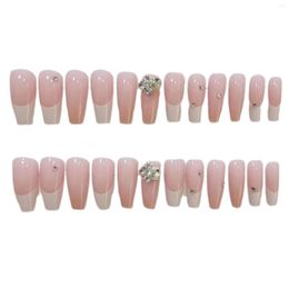 False Nails French Pink Medium Recyclable Full Cover Nail Stickers For Women Girls Manicure DIY Art