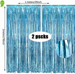 New 2 Pack 1X2M Background Metallic Foil Tassels Curtains Birthday Wedding Anniversary Party Holiday Decorations