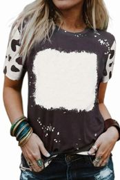 black Tie Dye Bleached Crew Neck Short Sleeves T-shirt P8Ab#