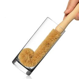 Wooden Cup Cleaning Brushes Coconut Palm Long Handle Bottle Cleaner Pot Glass Kitchen Washing Tableware Brush Tools 24cm