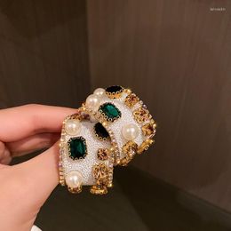 Hoop Earrings FYUAN Vintage Colourful Crystal Pearl Geometric White Black For Women Statement Jewellery