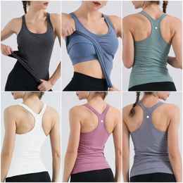 LU-004 Women's Yoga Outfits Sleeveless Shirts Solid Color Sports Vest Running Excerise Fiess Girls Jogging Trainer Sportswear Close-fitting Fast Dry Breathable