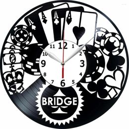 Wall Clocks Clock BRIDGE-12 Inch-Made In Europe-Precision Silent Quartz Movement- Gift For Fans Card Game Poker-Original Desi