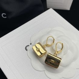 New Gold Bag Earrings Female Hong Kong Style Niche Unique Funny Funny Briefcase Earrings Top Quality