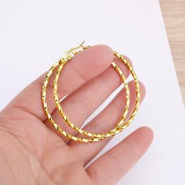 Hoop Earrings Gold Color Stainless Steel Big Earring For Women Thread Good Quality Wholesale Ear Accessories Fashion Jewelry E0156