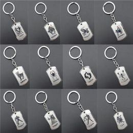Stainless Steel Astrology Zodiac Sign Dog Tag Keychain Constellation Horoscopes Keyrings Birthday Gift Key Chain 12 Pieces Lot Ass2028