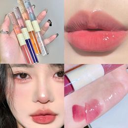 Lip Gloss Double-end Water Light Purple Glitter Mirror Tint Waterproof Not Fade Lasting Moisturizer Plumper LipsticksLipLip