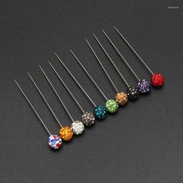 Brooches 30Pcs Muslim Hijab Scarf Safety Pins Crystals Ball Straight Head X4YA