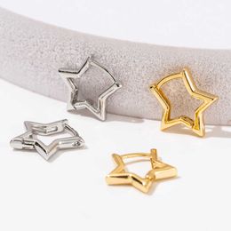 Stud Statement Gold Colour Plated Bold Star Hoops Tarnish Resistant For Women Huggies Earring Piercing Accessory Jewellery Gift Z0517