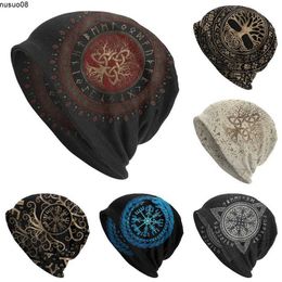 Beanie/Skull Caps Bonnet Hats Vikings Ragnar Lothbrok Men Women's Knitting Hat Tree Of With Triquetra Winter Warm Cap Street Skullies Beanies Caps J230518