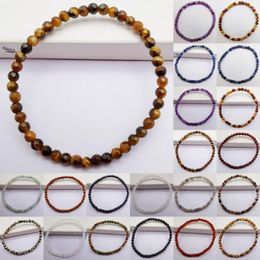 Strand 4MM Stone Faceted Loose Beads GEM Bracelet Bangle Stretch 7 Inch Jewelry