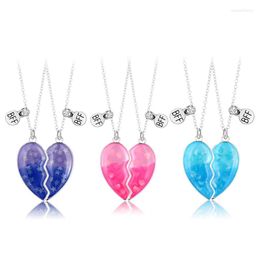 Pendant Necklaces Fashion Trendy Jewellery Friend Necklace Heart Luminous Colourful Enamel BFF Magnetic 2Pcs/set