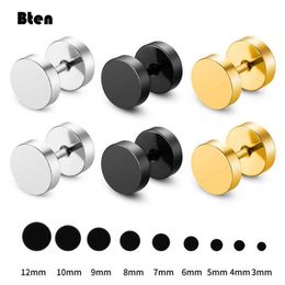 Stud Wholesale Fashion Black Steel Stainless Steel Earrings Women Men's Barbell Dumbbell Punk Gothic Stud Earring For men Z0517