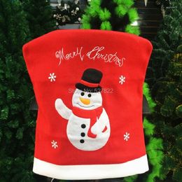 Christmas Decorations Fashion Santa Clause Snowman Red Hat Chair Back Cover Dinner Table Party Decor For