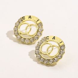 Fashion earrings Earring stud Gold Plated Designers Round Diamond Letters Stud Famous Women Steel Seal Earring Wedding Party Jewerlry High Quality 20style