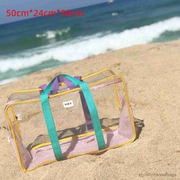 Stuff Sacks Large-capacity Waterproof Summer Swim Bag Travel Shoulder Colour Holiday Beach Jelly Transparent Swimming Bags Handbags
