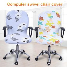 Chair Covers Floral Leaves Printing Stretch Armless Desk Protector Slipcover For Office Home Study Room Supplies