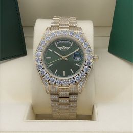 Watch Full diamond green dail 228239 228396 Sapphire Big Diamond Bezel 43mm 18K gold men automatic Wristwatch With Original Box