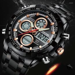 Wristwatches NEKTOM Men Watch Top Big Dial Sport Watches Mens Chronograph Quartz Wristwatch Date Male Clock Digital Display