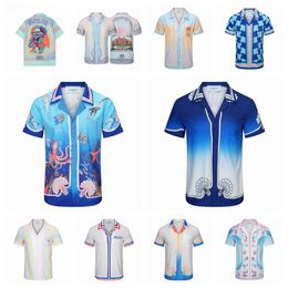 23SS Camisetas de moda Casablanc-s Camisas de diseñador Masao San Print Camisa casual para hombre Camisa de seda suelta para mujer Manga corta Camiseta de lujo Camisetas de alta calidad