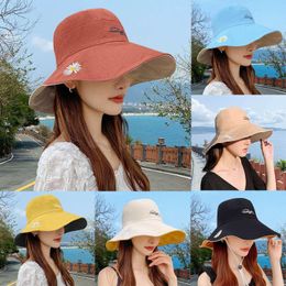 Hats Caps & Solid Color Panama Women Bucket Hat Fisherman Teens Girls Cap Spring Summer Black Yellow Pink Blue Traveling Beach Wild