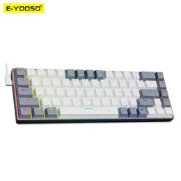 Keyboards E-YOOSO Z686 RGB USB 60% Mini slim Mechanical Gaming Wired Keyboard Red Switch 68 Keys Russian Brazilian Portuguese for Compute 230518