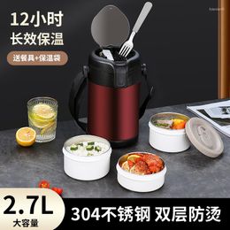 Dinnerware Sets 304 Stainless Steel Vacuum Insulated Lunch Box Large Capacity Multi-Layer Bucket For Office Workers Student Lunchbox