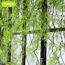 Decorative Flowers 140 Cm Artificial Plant Black Bone Mango Vine 1 Piece 5 Branches Home Wall Hanging Ivy Green Fake Flower Pine Needles