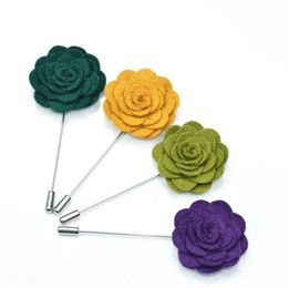 men's brooches pins Handmade Wedding Accessory Felt Flower Lapel Pin Boutonniere Stick Pin fashion jewelry Garment Accessorie2823