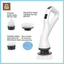 Accessories New Youpin Home Electric Cleaning Brush Rechargeable Scrubber with Detachable Heads Brush Bathroom Kitchen Toilet Clean Tool