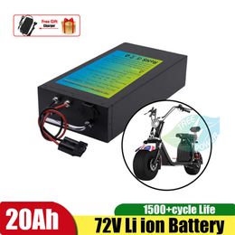 Rechargeable 72V 12Ah 20Ah Lithium Li Ion Lipo Battery BMS 20S 72V for 1500w Electric Scooter Kit Bike Bicycle +3A Charger