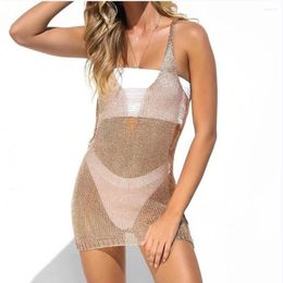 Casual Dresses Dress Summer Women's Clothing Short Ball Gown Bikini Cover Up Sexy Hollow Out Tight Hip Wrap Knitted Mini Y2k