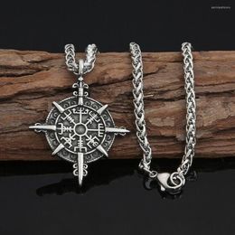 Pendant Necklaces Stainless Steel Boys Mens Viking Vegvisir Compass Necklace Amulet