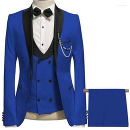 Men's Suits 3 Piece Slim Fit Boyfriend For Men Wedding Tuxedos Male Fashion Jacket Vest With Pants Black Peaked Lapel Bridal Costume