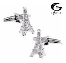 iGame Factory Price Retail Men's Cufflinks Brass Material Eiffel Tower Design Free Shipping