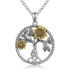 10Pcs Fashionable Creative Tree Of Life Sunflower Pendant Necklace Suitable for Women's Birthday Party Accessories