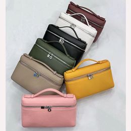 Loro L19 Lunchbox-Tasche LP Damen-Tasche Designer-Make-up-Tasche Echtes Straußenleder Canvas Straußenhandtasche Zwei-Wege-Reißverschluss Schulter-Crossbody-Rucksack