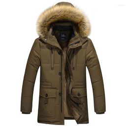 Men's Down 2023 Fur Collar Hooded Men Winter Jacket Coat Snow Parka Outerwear Thick Thermal Warm Wool Liner 5XL