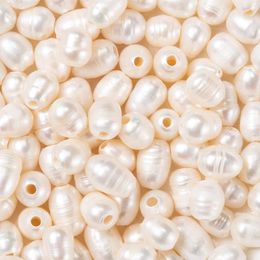 Crystal 100Pcs Natural Freshwater Cultured Pearls Beads Large Hole Loose Beads Oval for DIY Bracelet Necklace Jewellery Making 7~10x7~8mm