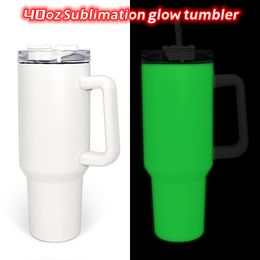 New 40oz Sublimation Glow in the dark Tumblers with Handle Stainless Steel Water Bottle Sports Cup Insulation Travel Vacuum Flask Bottles Z11