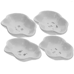 Plates 4 Pcs Pinch Bowls Dip Dishes Mini Containers Dipping Prep Ketchup Adorable Vinegar Sauce Ceramic